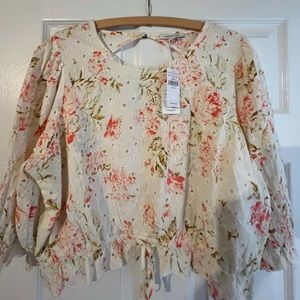 American Eagle pink flower blouse size XL.